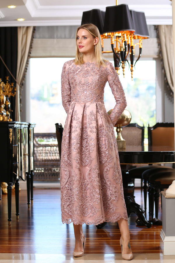 Powder Pink Elegant Evening Dress