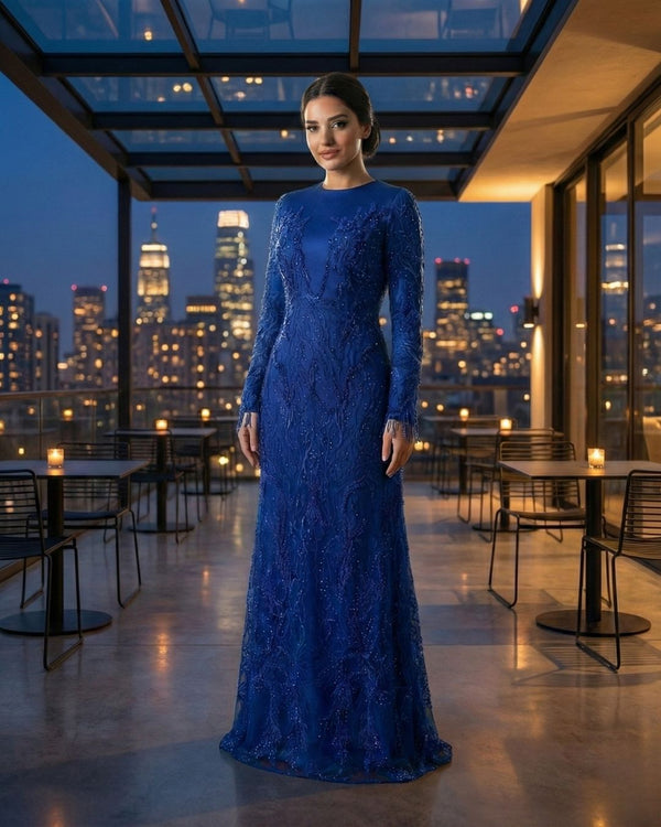 Embroidered Evening Dress