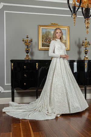 A-line Modest Wedding Dress