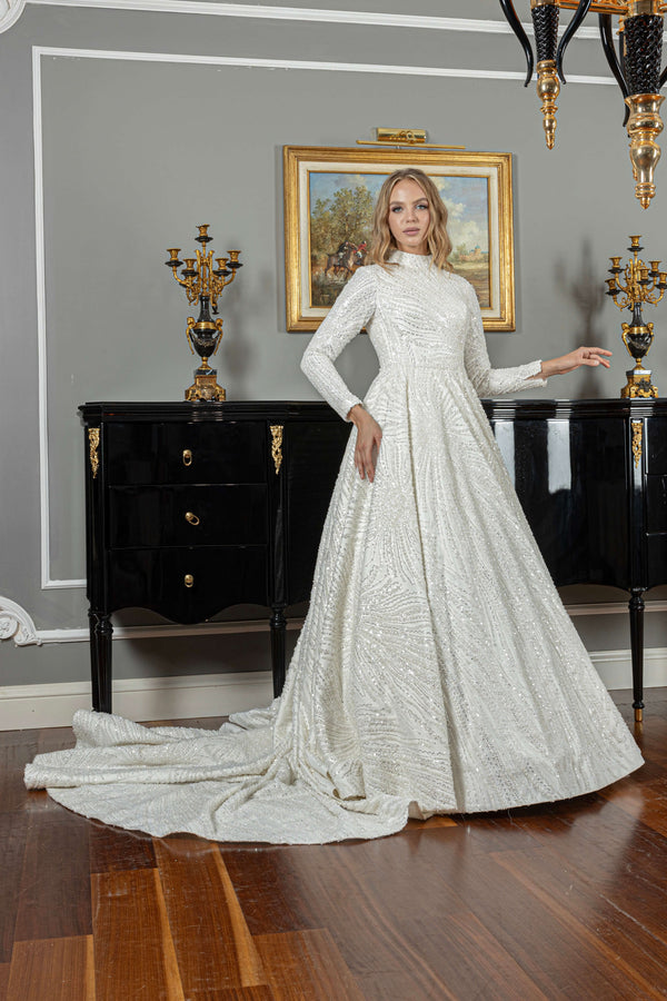 A-line Modest Wedding Dress