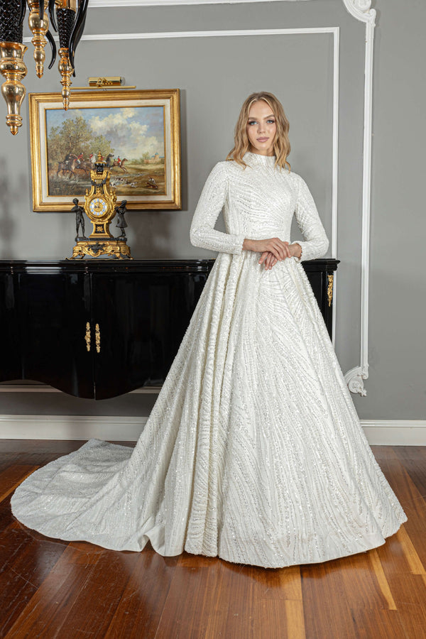 A-line Modest Wedding Dress