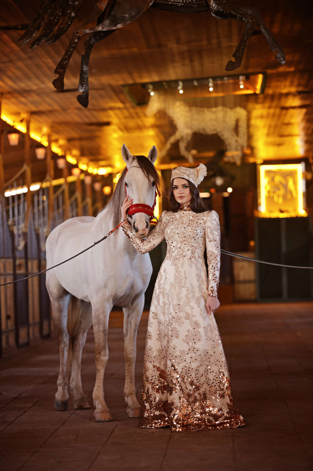 Golden Sequin Henna Dress