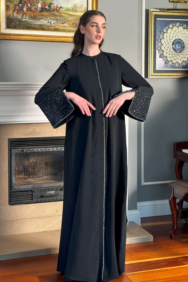 Abaya with Shiny Bead Embroidery