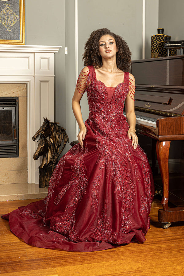 Burgundy Engagement Dress