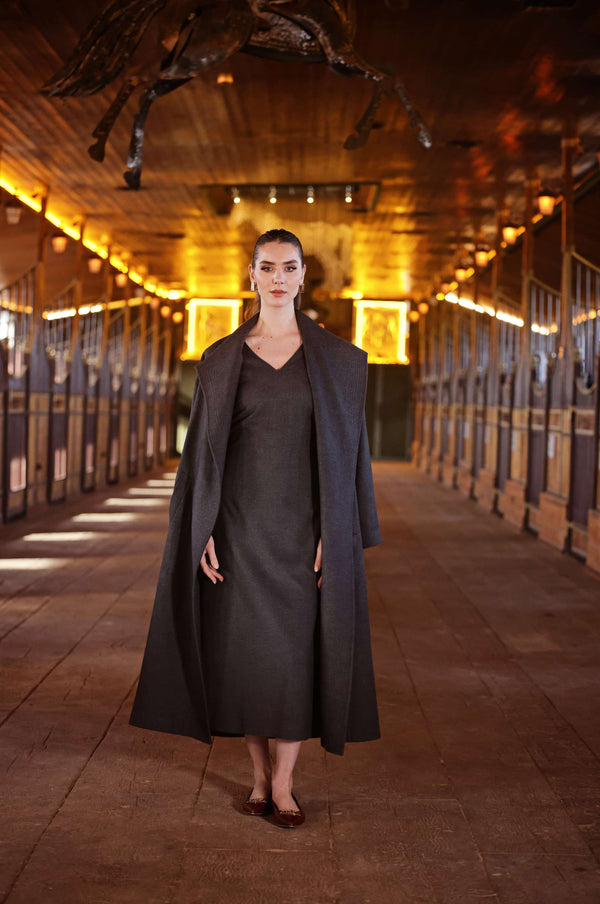 Wide Collar Belted Cashmere Coat