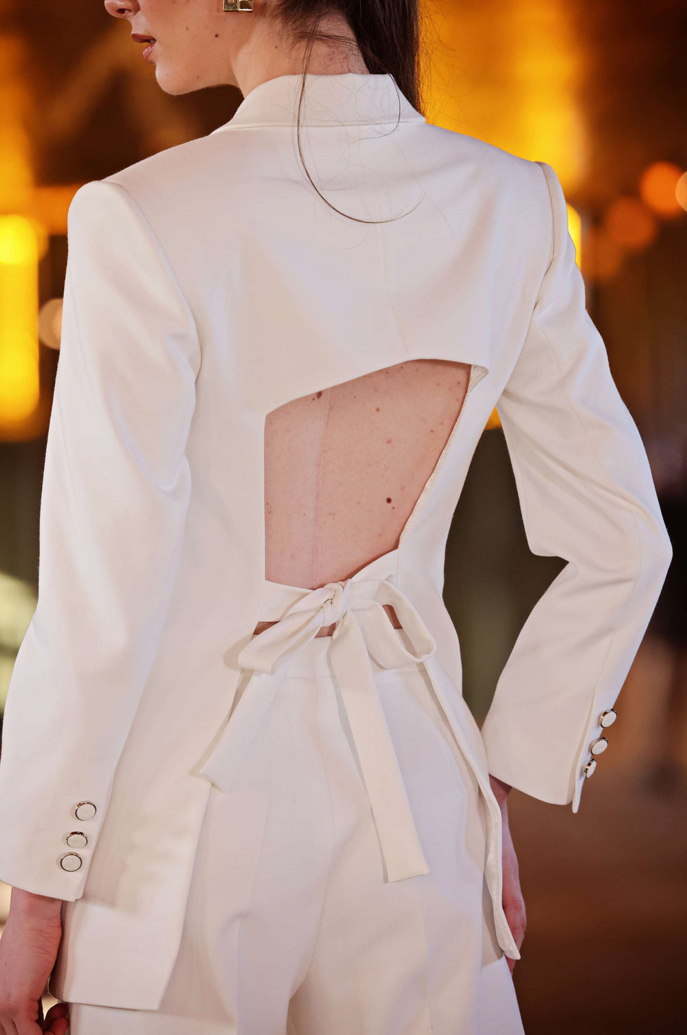 White Open-Back Blazer