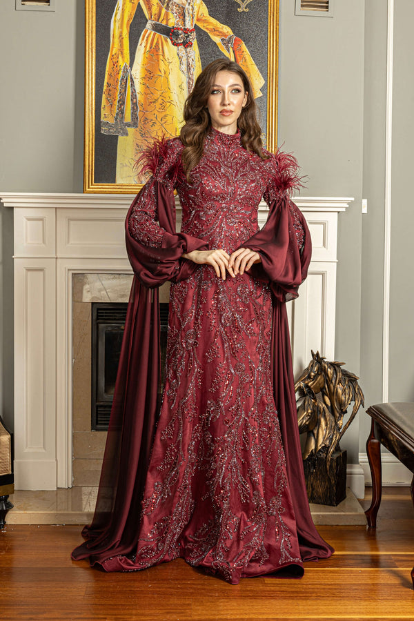 Modest Henna Dress with Lace