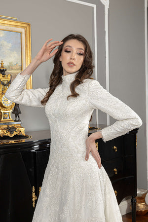 French Lace Modest Wedding Dress