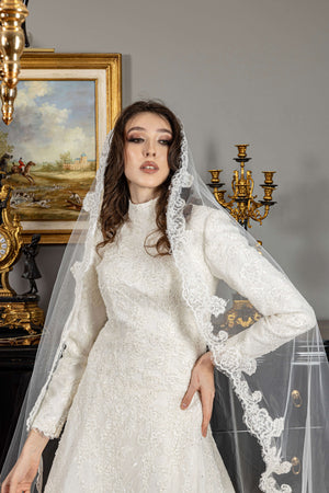 French Lace Modest Wedding Dress