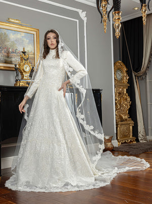 French Lace Modest Wedding Dress