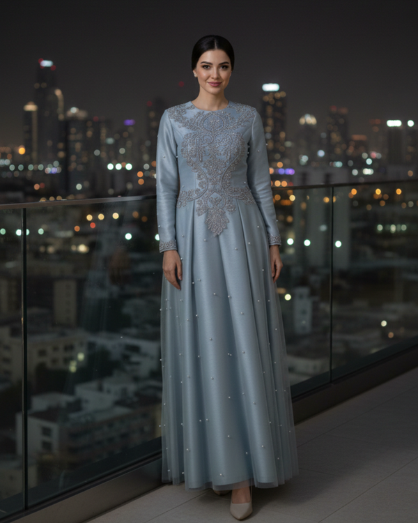 Embroidered Evening Dress
