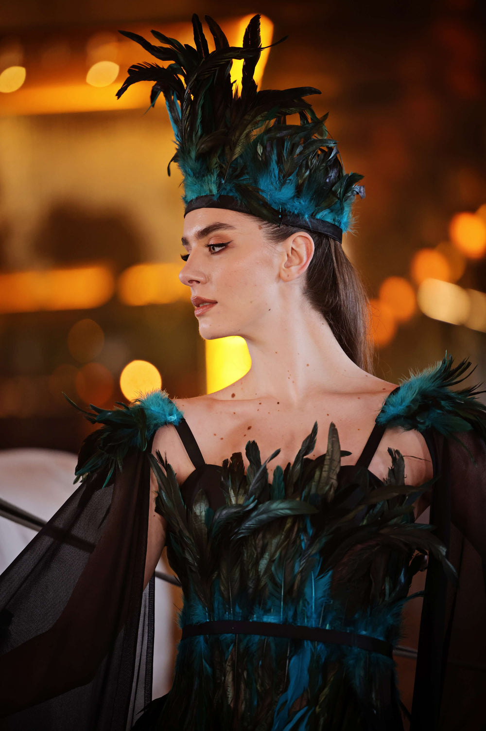 HÜRREM – Feather-Embellished Exclusive Designer Gown