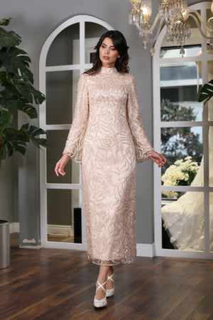 Lace Pencil Fit Evening Gown