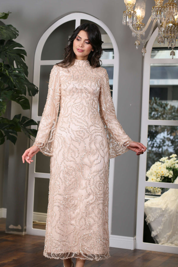 Lace Pencil Fit Evening Gown