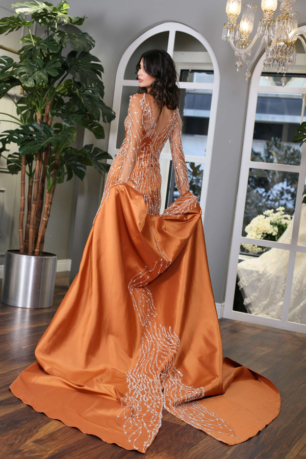 Cape Mermaid Evening Gown