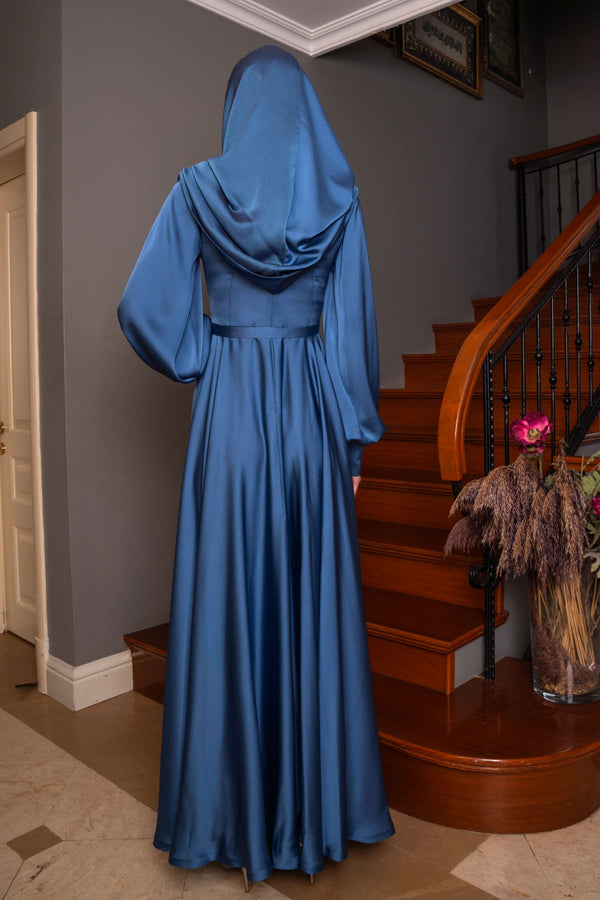 Hooded Modest Evening Dress