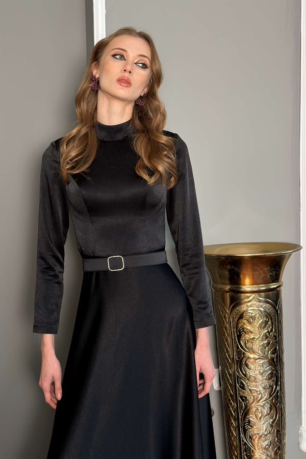 Belted Black Dress