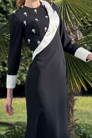  Evening Dress with Contrast Details