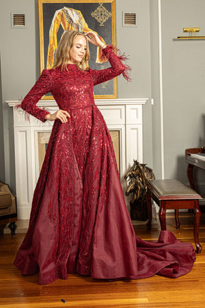 Modest Henna Dress with Train