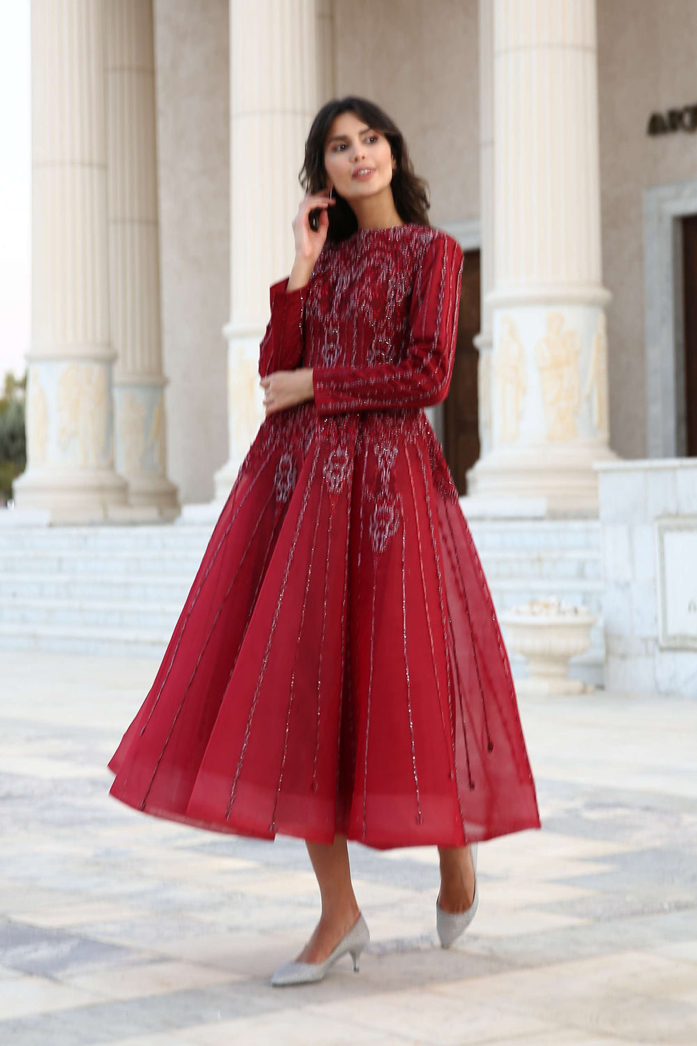 Embroidered Evening Dress