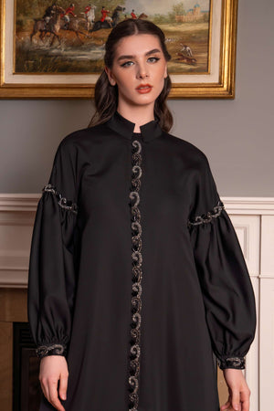 Abaya with Front Center Embroidery