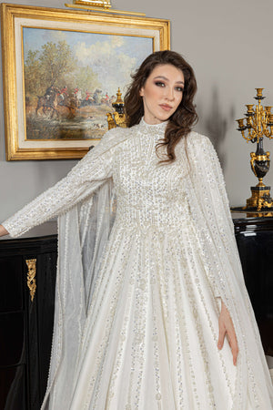 Modest Wedding Dress with Cape