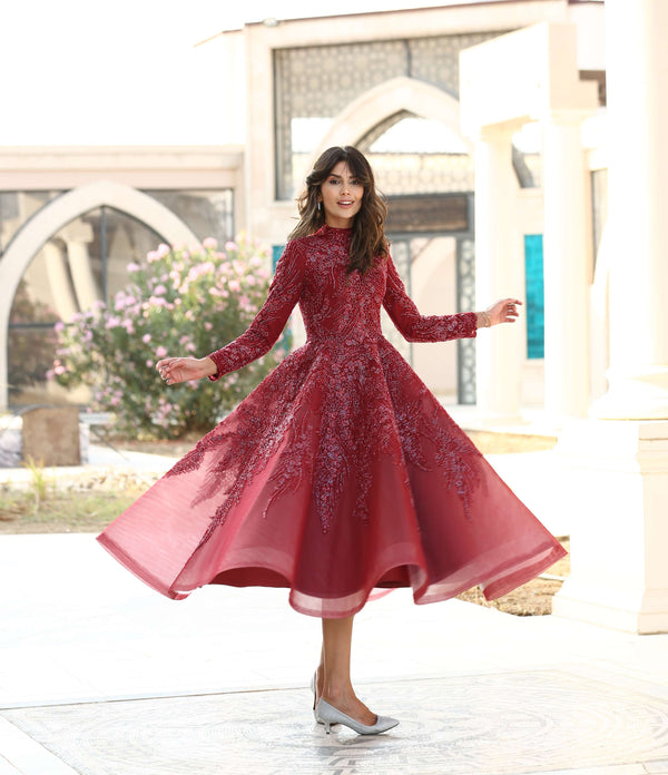 Dantel İşlemeli Tesettür Abiye