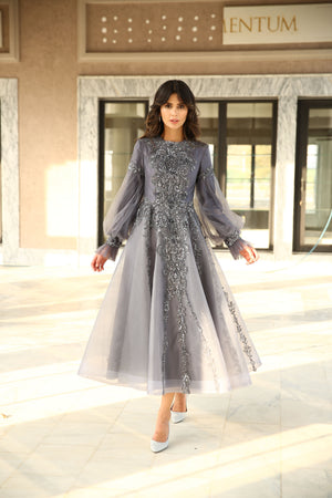 Embroidered Evening Dress