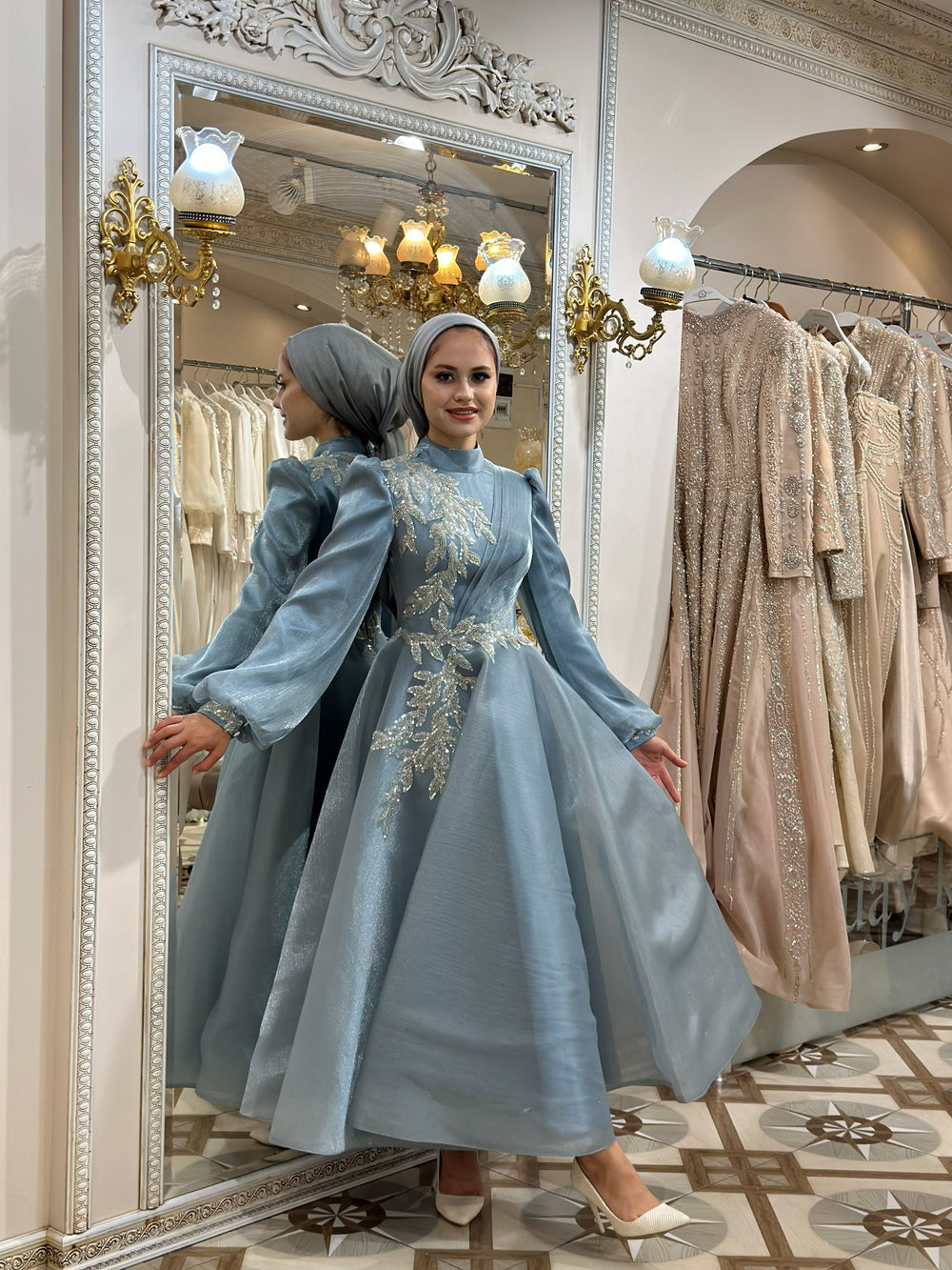 Embroidered Evening Dress