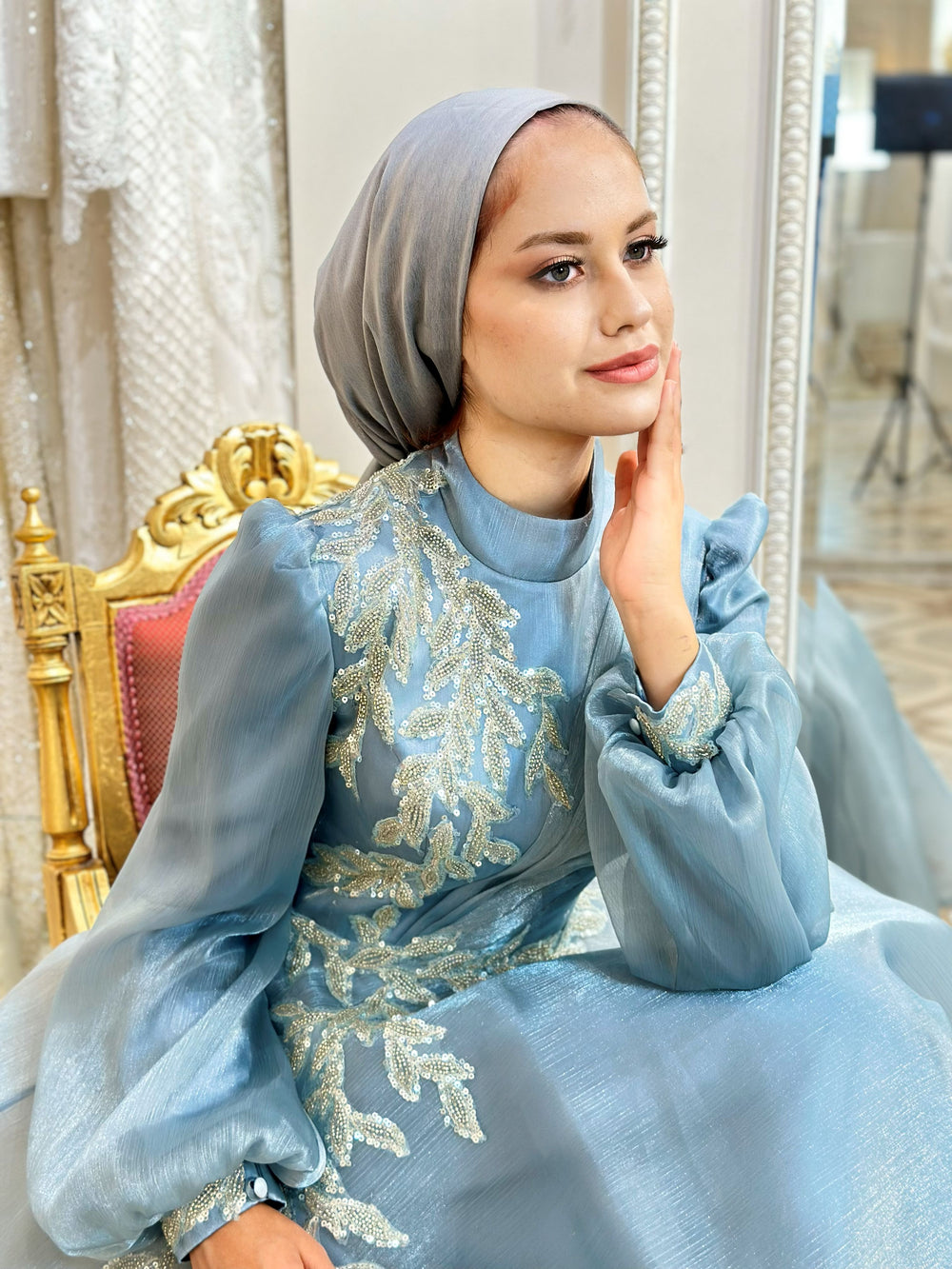 Embroidered Evening Dress