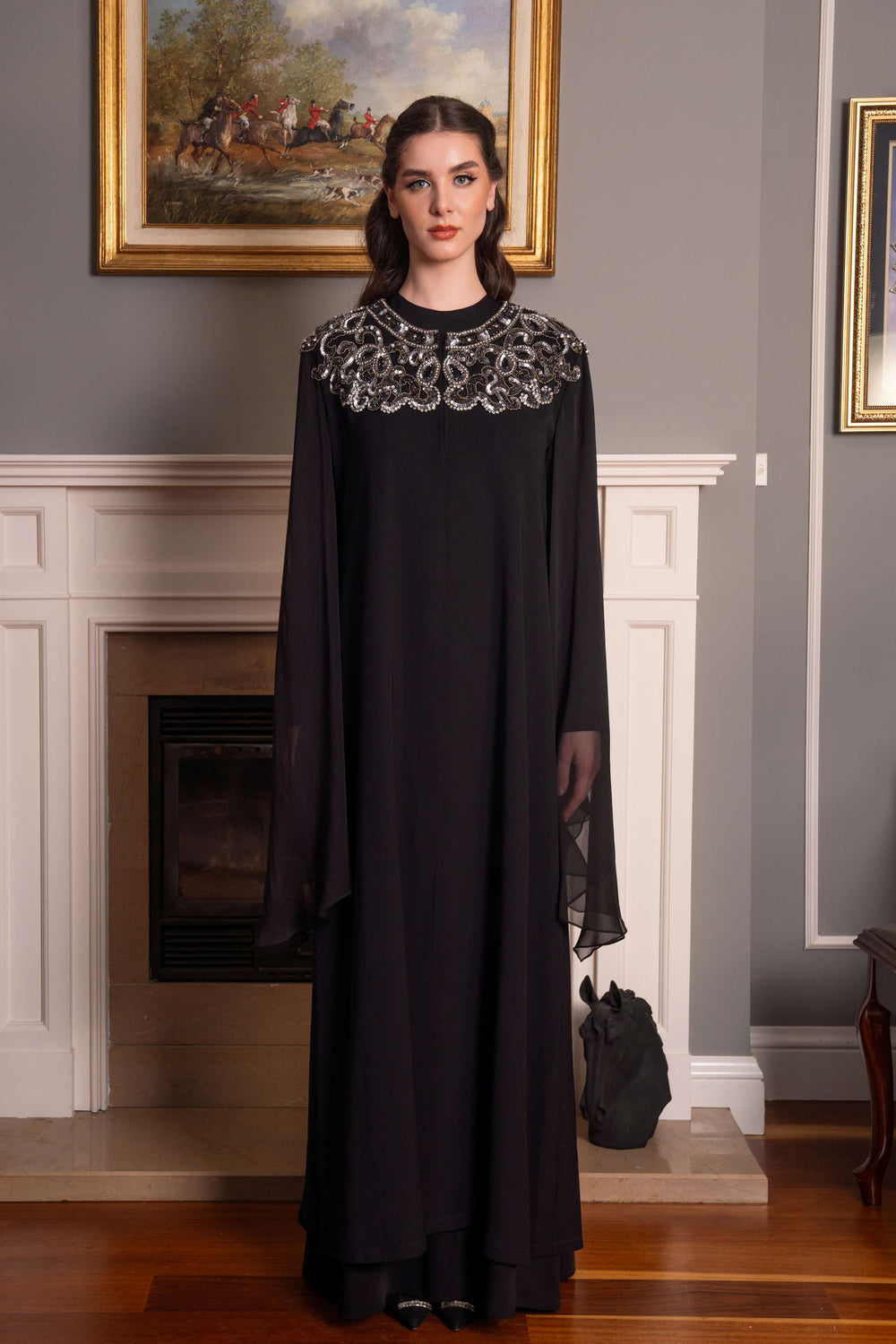 Abaya with Tulle Details