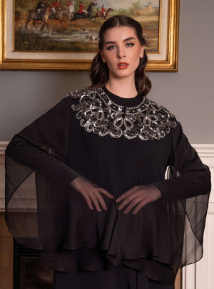 Abaya with Tulle Details