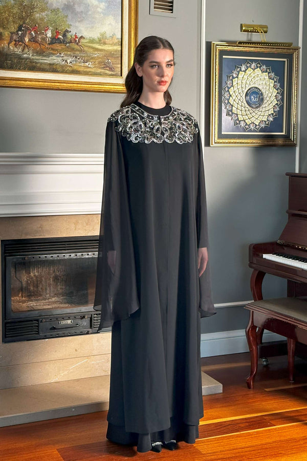 Abaya with Tulle Details