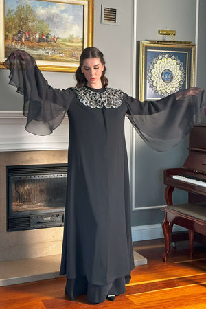 Abaya with Tulle Details