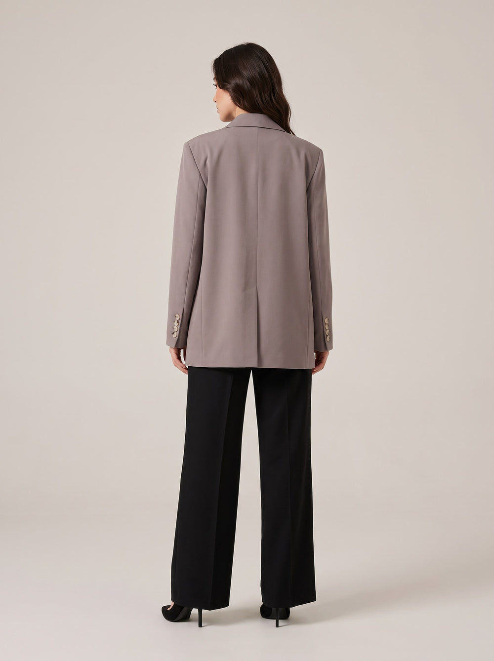Vizon Oversize Tek Düğmeli Çentik Yaka Blazer Ceket