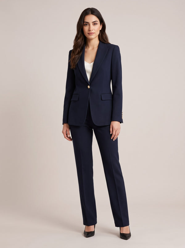 Lacivert Altın Düğmeli Tek Düğme Blazer Ceketli Pantolon Takım