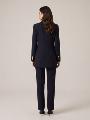 Lacivert Altın Düğmeli Tek Düğme Blazer Ceketli Pantolon Takım