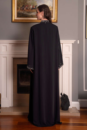 Abaya with Embroidered Collar and Sleeves