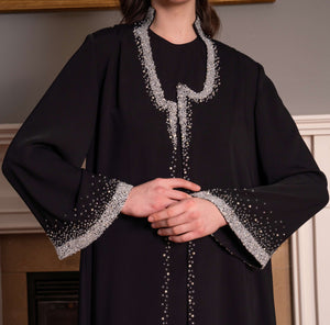 Abaya with Embroidered Collar and Sleeves