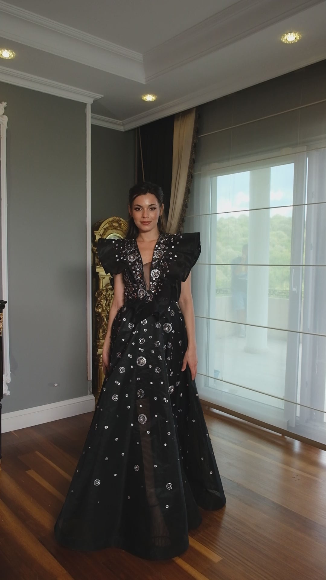 Embroidered Evening Dress