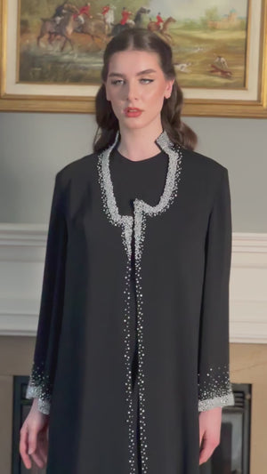 Abaya with Embroidered Collar and Sleeves