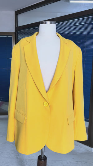 Sarı Oversize Tek Düğmeli Blazer Ceket